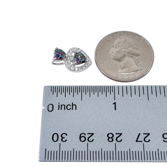 Vintage Sterling Silver 925 Mystic Cubic Zirconia Heart Pendant - Picture 6 of 7